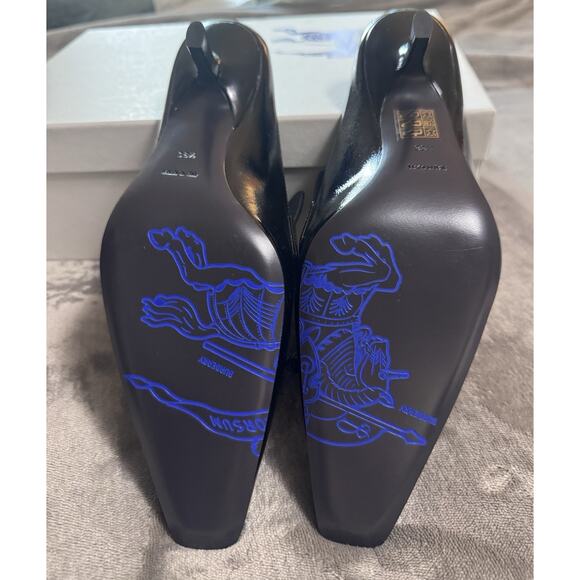 Burberry Sovereign Mule Black Patent Leather Slip On Heels 38.5 (US 8.5) NIB - Picture 4 of 9